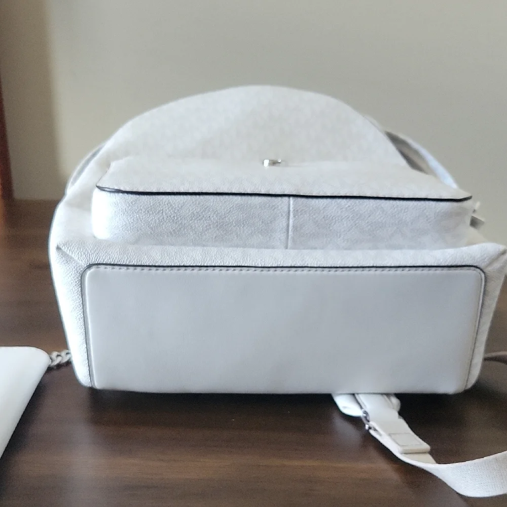 Michael Kors White Leather Backpack Minimalist Design - Picture 7 of 13